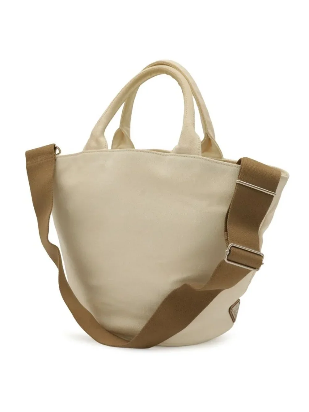 Prada Canapa Tote 2-Way Shoulder Bag Crossbody Canvas Leather Ivory White